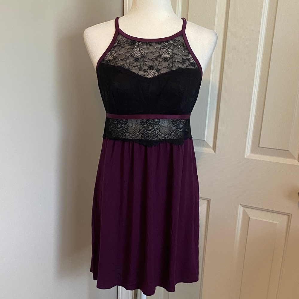 Soma Purple & Black Lace Chemise